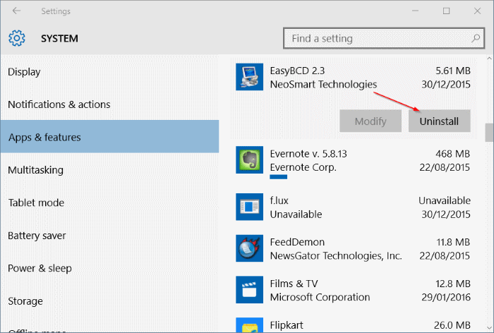 Desinstalar programas en Windows 10 step4