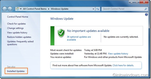 Desinstalar actualización de Windows 7 SP1