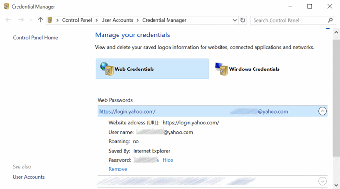 Ver contraseñas guardadas en Edge Browser In Windows 10 pic5
