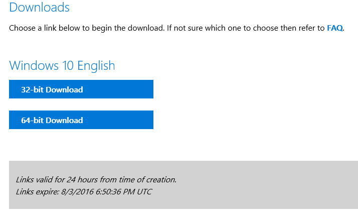 Windows 10 Anniversary Update dierct download links 2
