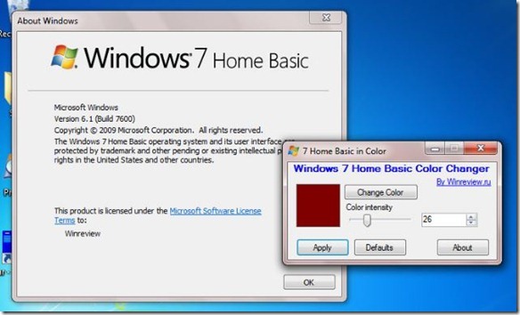 Cambiador de color básico de Windows 7 Home
