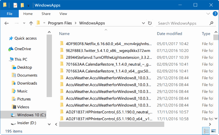 acceder a la carpeta windowsapps en windows 10