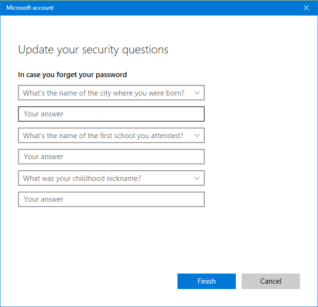 agregar preguntas de seguridad a cuentas de usuario locales en Windows 10 pic3
