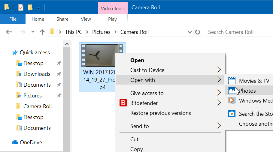 añadir efecto de cámara lenta a los vídeos de Windows 10 con Photos app pic1