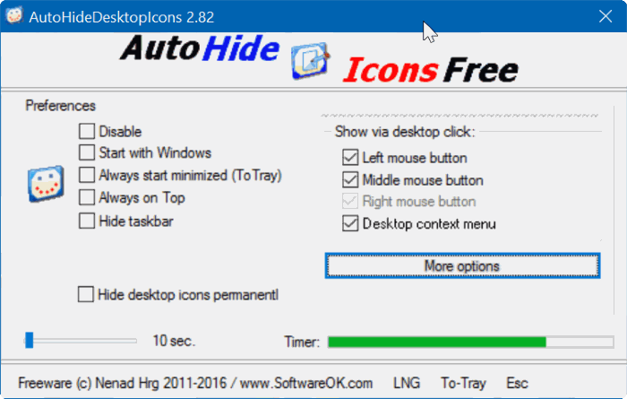 automatically hide desktop icons in Windows 10 pic2