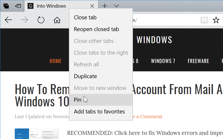 evite cerrar accidentalmente las pestañas del navegador Edge en Windows 10 pic1