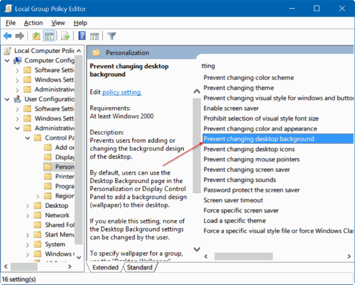 no puede cambiar el fondo de escritorio en Windows 10 pic2