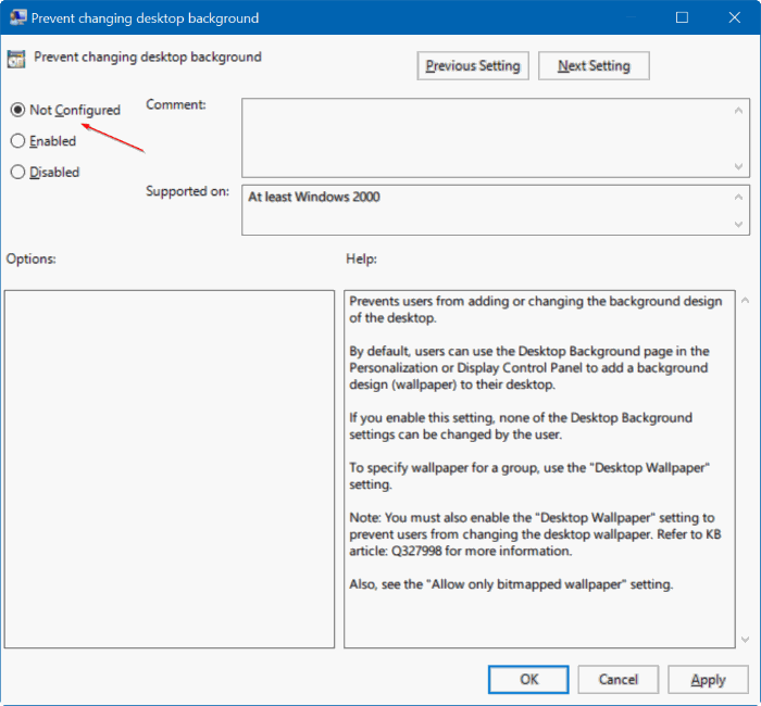 no puede cambiar el fondo del escritorio en Windows 10 pic3