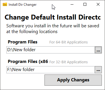 cambiar la ubicación de instalación predeterminada de los programas en windows 10 step2
