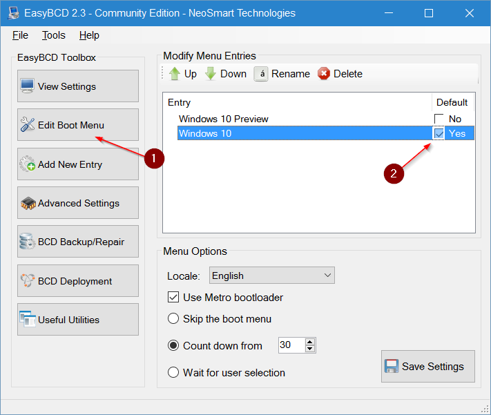 cambiar sistema operativo predeterminado en Windows 10 step7
