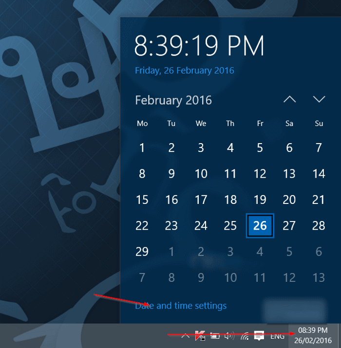 cambiar el reloj al formato de 12 horas en Windows 10 step1
