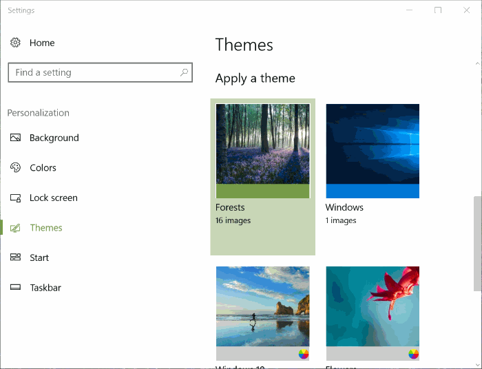 cambiar temas en la actualización de creadores de Windows 10