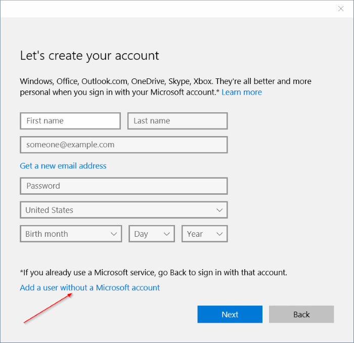 crear una cuenta de usuario local en Windows 10 step5