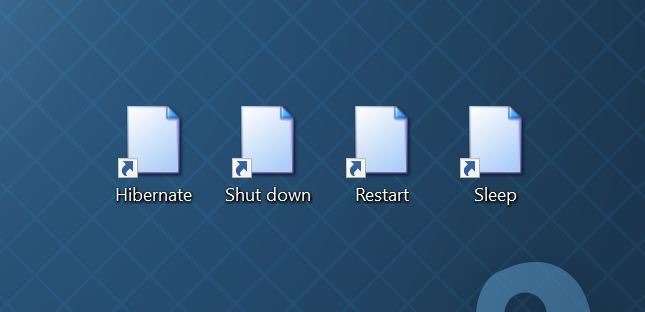 crear cerrar, hibernar, cerrar sesión de acceso directo en el escritorio de Windows 10