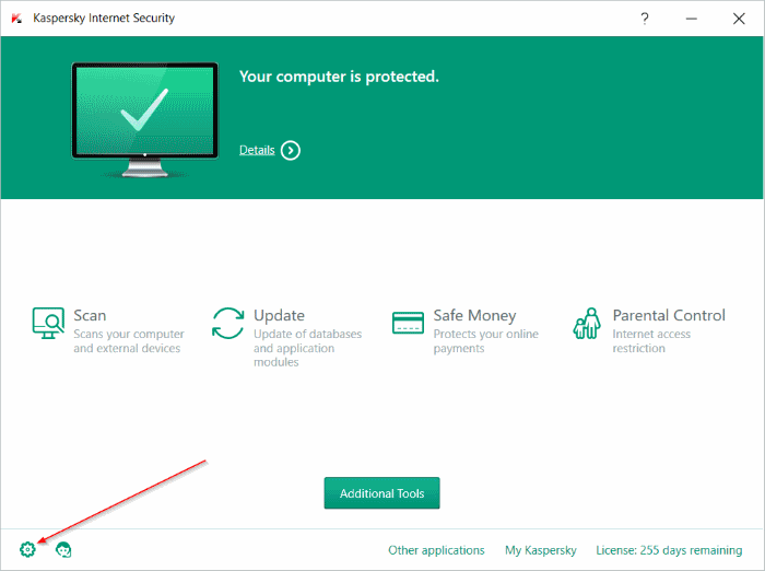 disable Kaspersky safe money step2