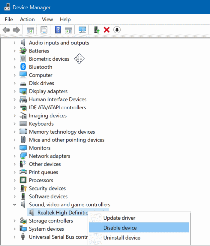 deshabilitar altavoz de ordenador portátil en Windows 10 pic5