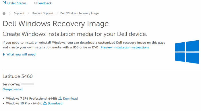 dell windows 10 recovery image download