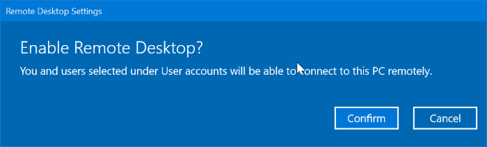 activar o desactivar el escritorio remoto en Windows 10 pic2
