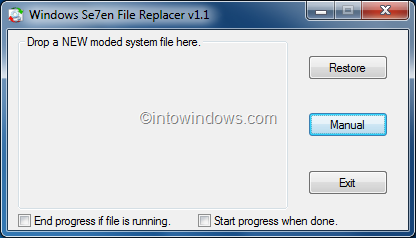 Reemplazar archivos de sistema en Windows 7 con la herramienta de sustitución de archivos Se7en