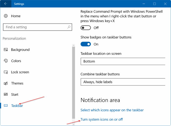 mover fecha y reloj al final de la barra de tareas en Windows 10 step1