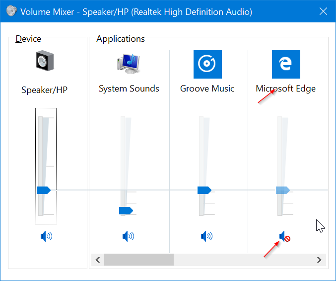 mute tabs in Microsoft Edge in Windows 10