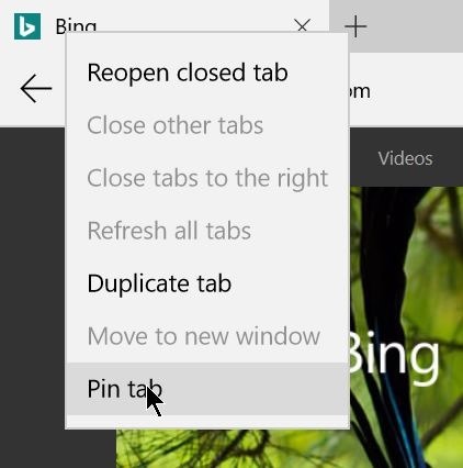 pin and unpin tabs in Edge browser pic1