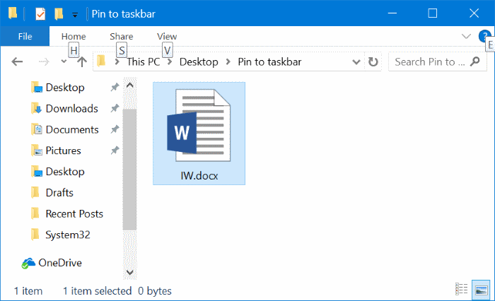 pin any file to Windows 10 taskbar pic7