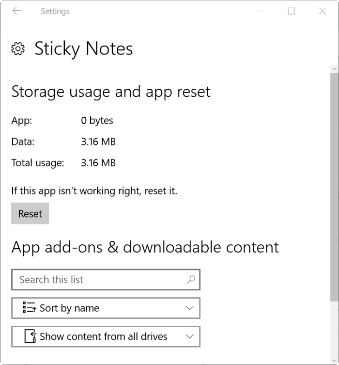 reinstalar notas adhesivas en Windows 10 step2