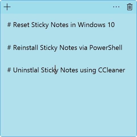 reinstalar notas adhesivas en Windows 10