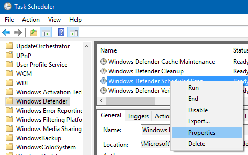 programar el análisis de windows defender en Windows 10 step5