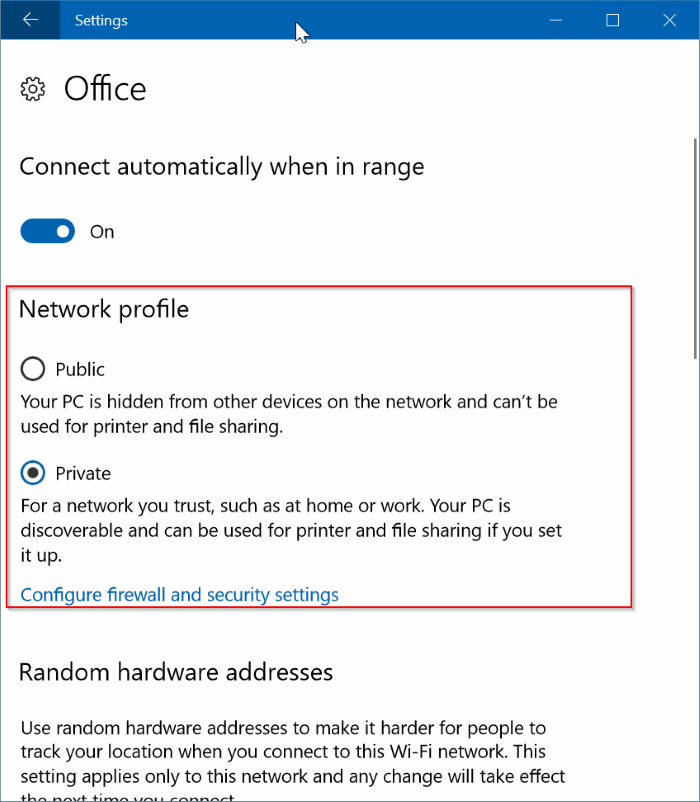 establecer la ubicación de red como pública o privada en Windows 10 pic4