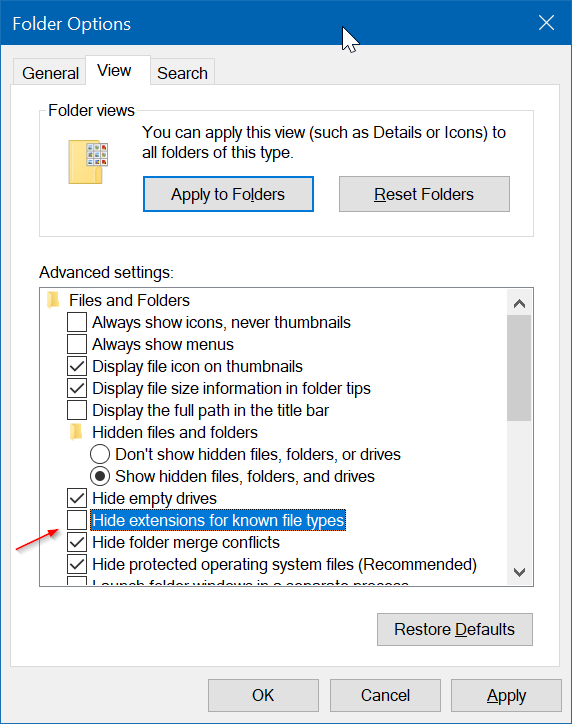 mostrar u ocultar extensiones con nombres de archivo en el explorador de archivos de Windows 10 pic4
