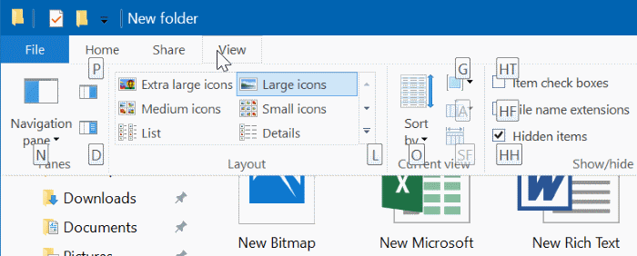 mostrar u ocultar extensiones con nombres de archivo en el explorador de archivos de Windows 10 pic5