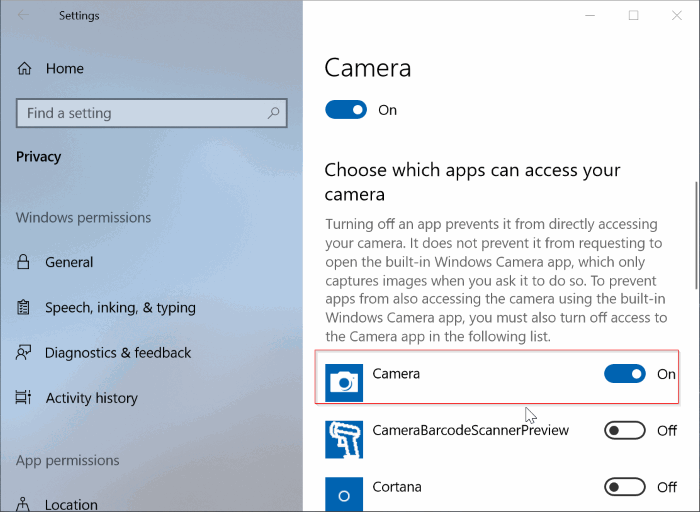 no podemos encontrar el error de la cámara en Windows 10 pic3