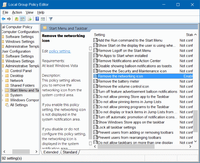 Falta icono inalámbrico en la barra de tareas de Windows 10 step9